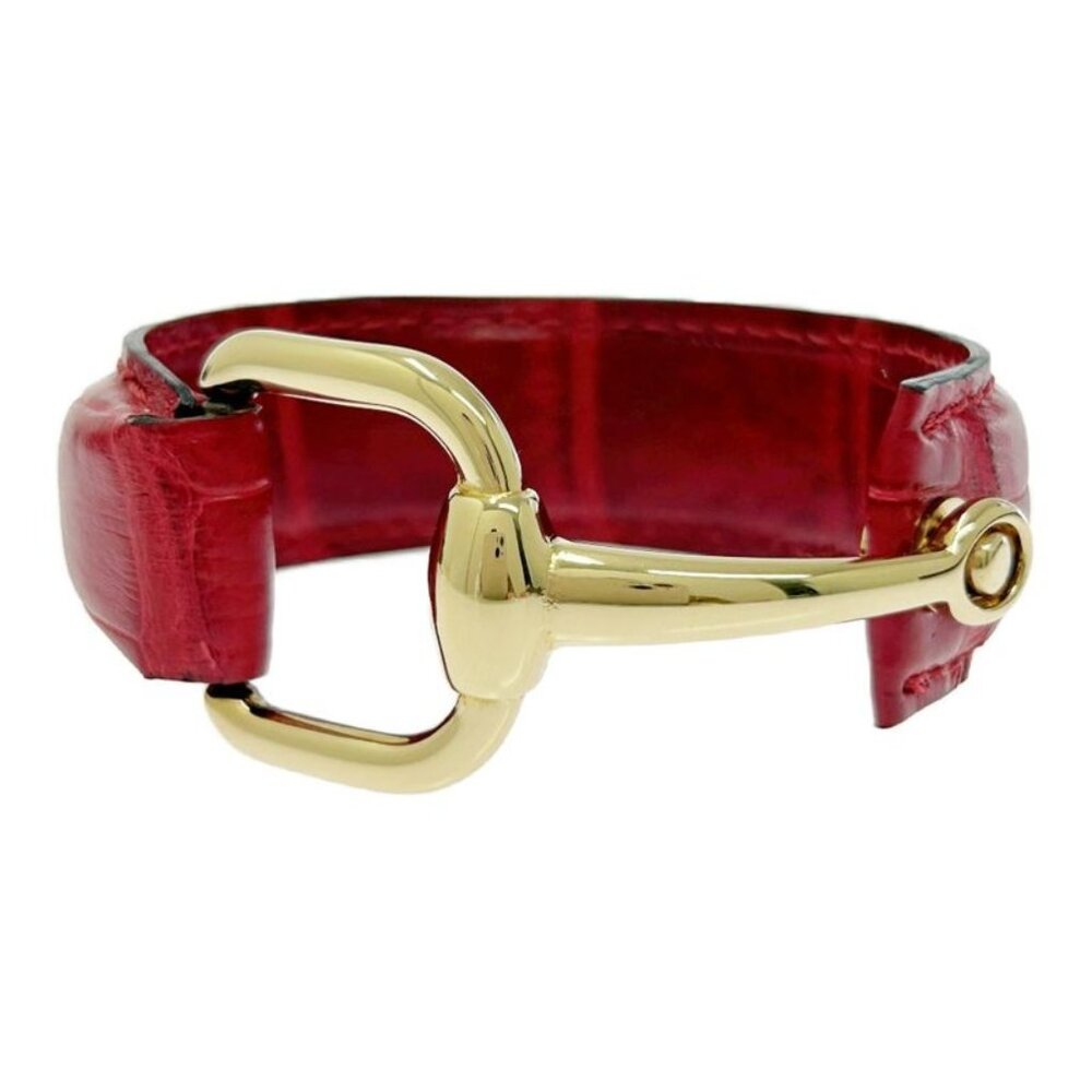 Gucci GP Leather Horsebit Bangle Red